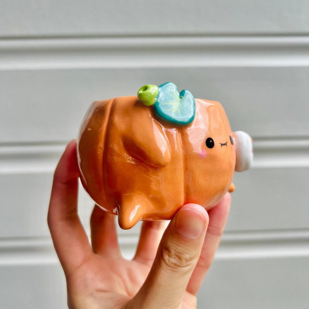 Small Halloween pumpkin pot with ghost friend, photo 2 of 6