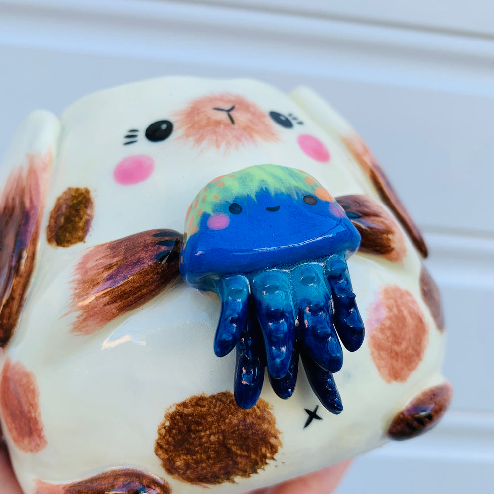 Big bunny with jellyfish friend planter, photo 8 of 9