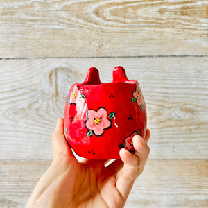 LNY Flowery Daruma Bunny pot