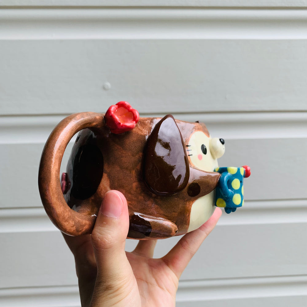 Brown DOGGO coffee pun mug with mug friend, photo 2 of 12
