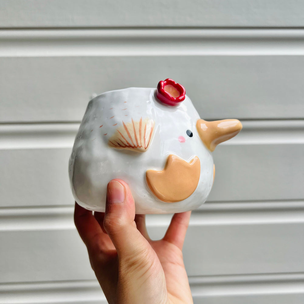 Flowery duck pot with duck friend, photo 2 of 7