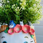 Flowery Ginger kitty head with Totoro friends