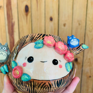 Happy tree pot with Totoro friends