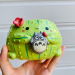 Flowery cactus pot with Totoro friend