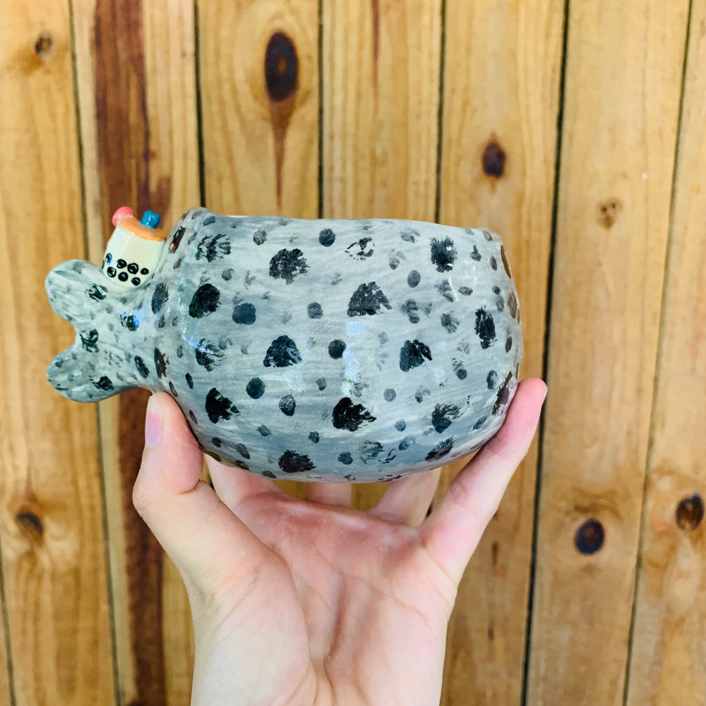 Chubby spotted seal with bubble tea friends pot, photo 4 of 7