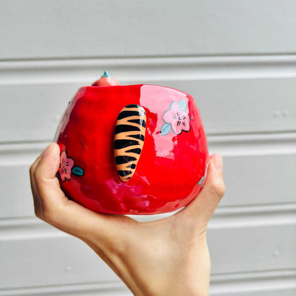 DARUMA Tiger pot with mandarin friend, photo 4 of 5