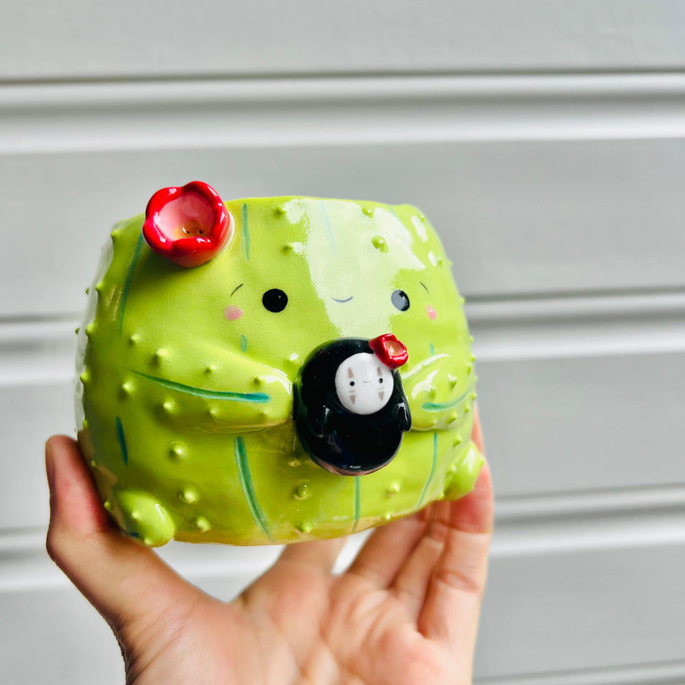 Flowery cactus pot with No face friend, photo 6 of 6