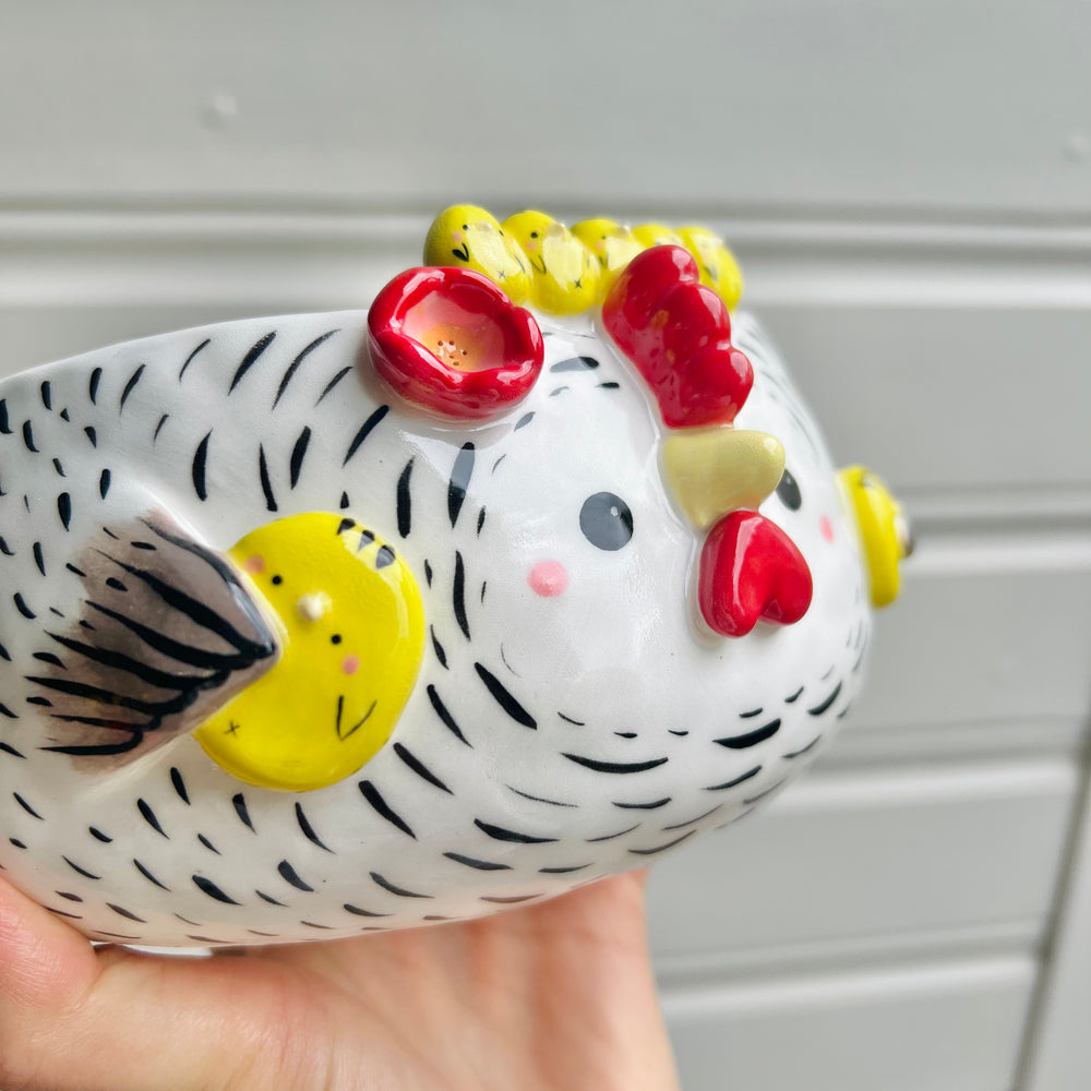 LARGE white chicken bowl with chicks, photo 6 of 9