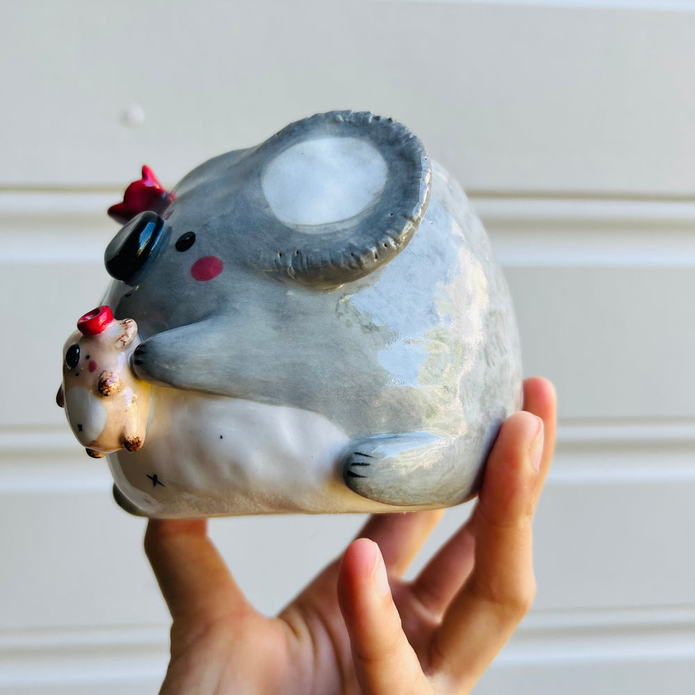 Flowery Koala Pot with koala baby, photo 3 of 5