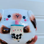 Flowery bunny with bubble tea mug