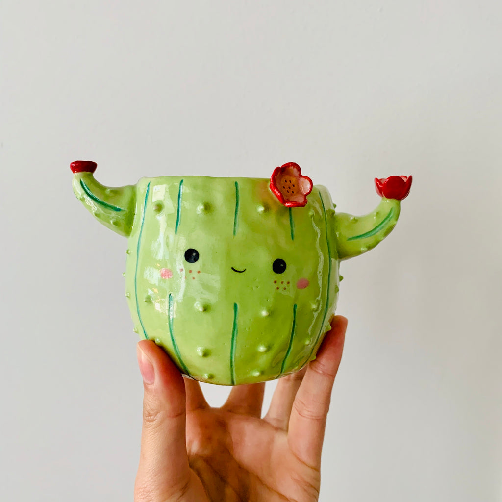 Flowery cactus pot