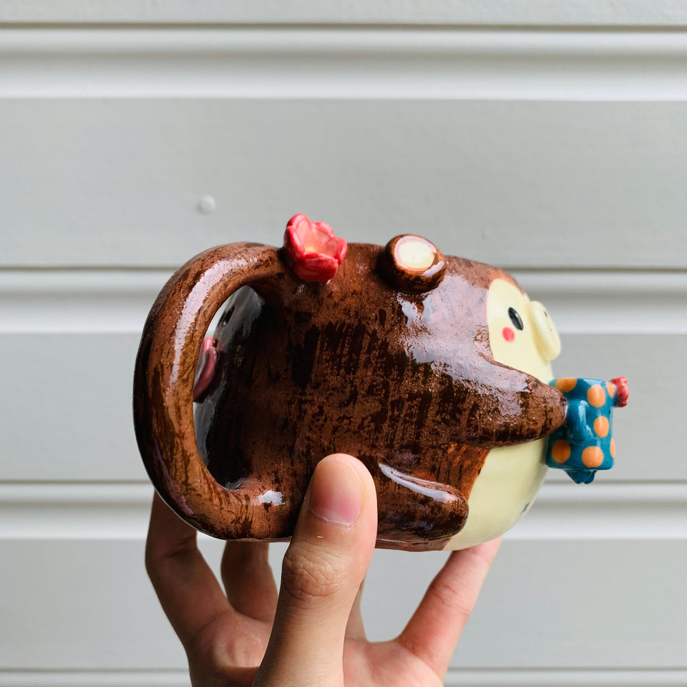 MONKEY coffee pun mug with mug friend, photo 2 of 12