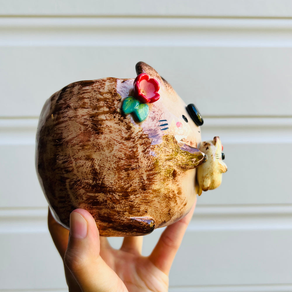Flowery Quokka Pot with quokka baby, photo 2 of 5