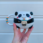 Panda with bubble tea mug