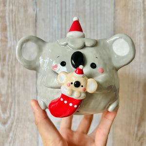 STOCKING KOALA POT with koala baby