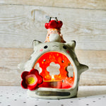 Flowery cat trio candle holder