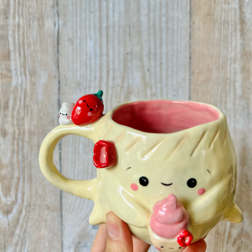 DUMPLING MUG with strawberry and cream ice cream friends, photo 6 of 8