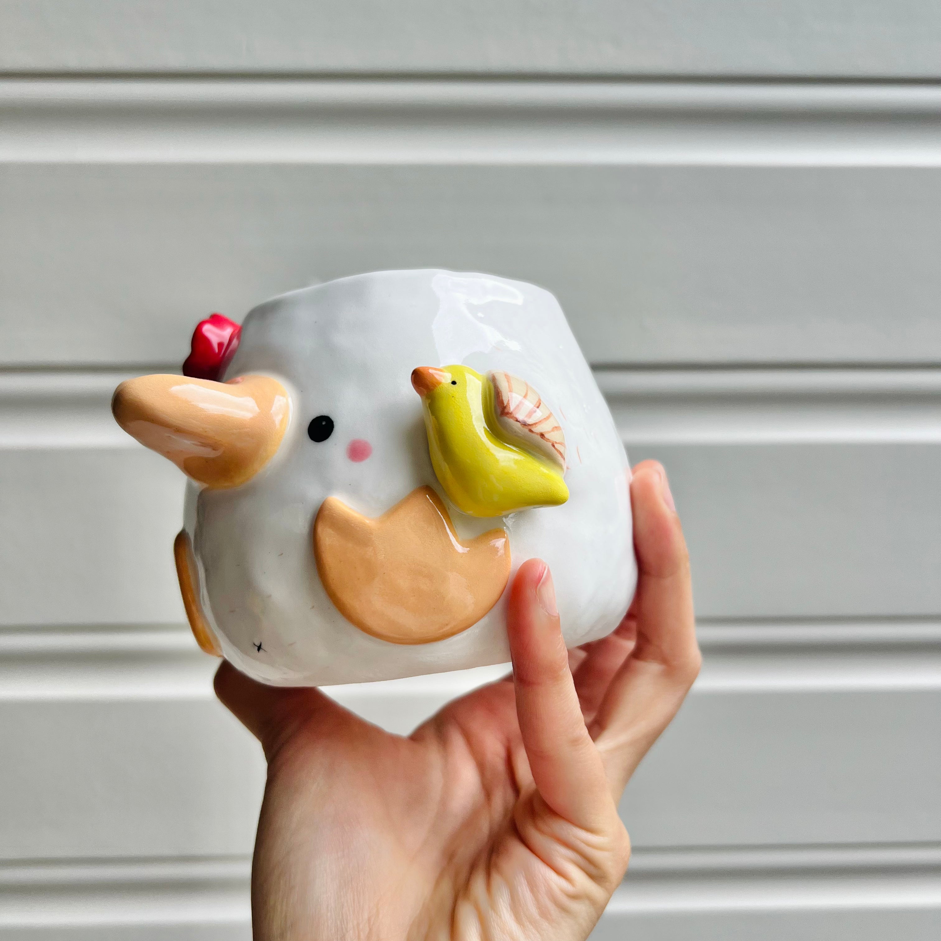 Flowery duck pot with duck friend