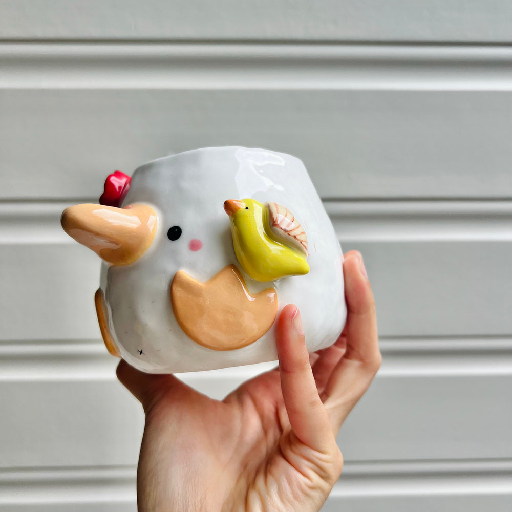 Flowery duck pot with duck friend, photo 3 of 7