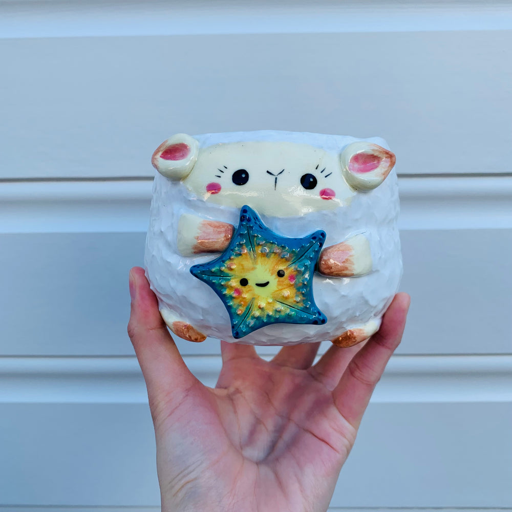 Big lamb with starfish friend planter, photo 5 of 10