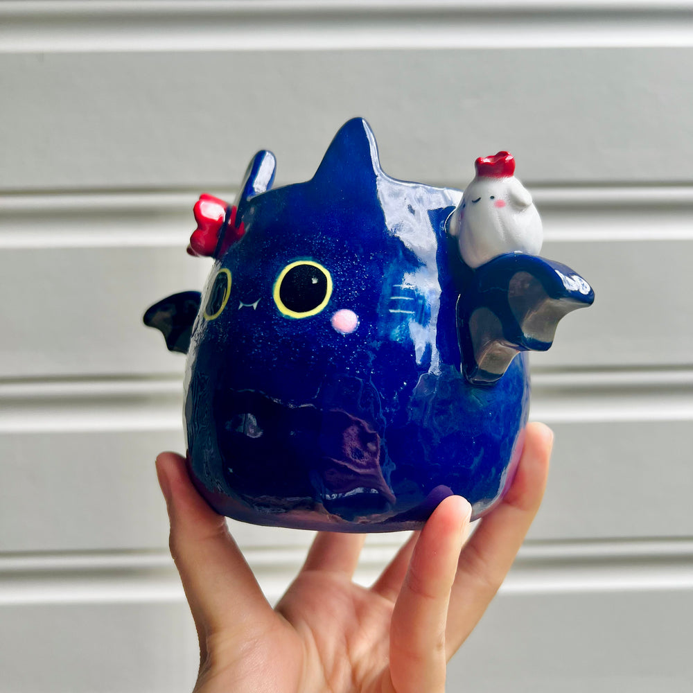 Halloween bat pot with ghost friend, photo 3 of 6