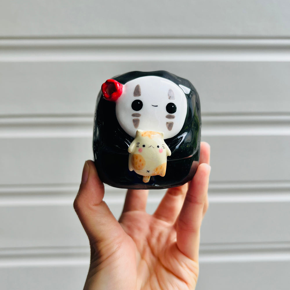No Face vase with ginger cat friend, photo 1 of 5