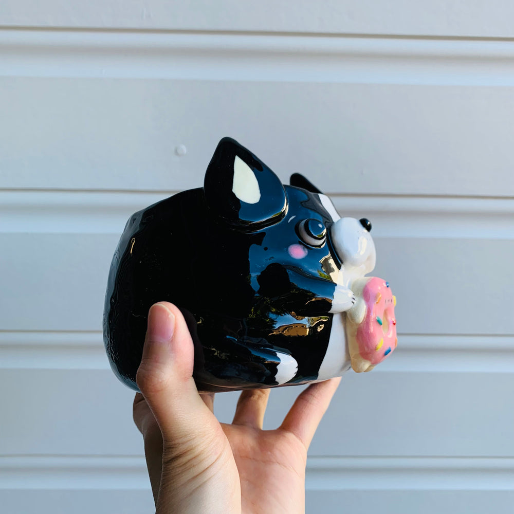 Boston terrier pot with donut friend, photo 6 of 8