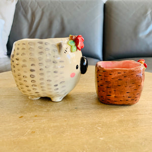 Wombat and cube poo pot set