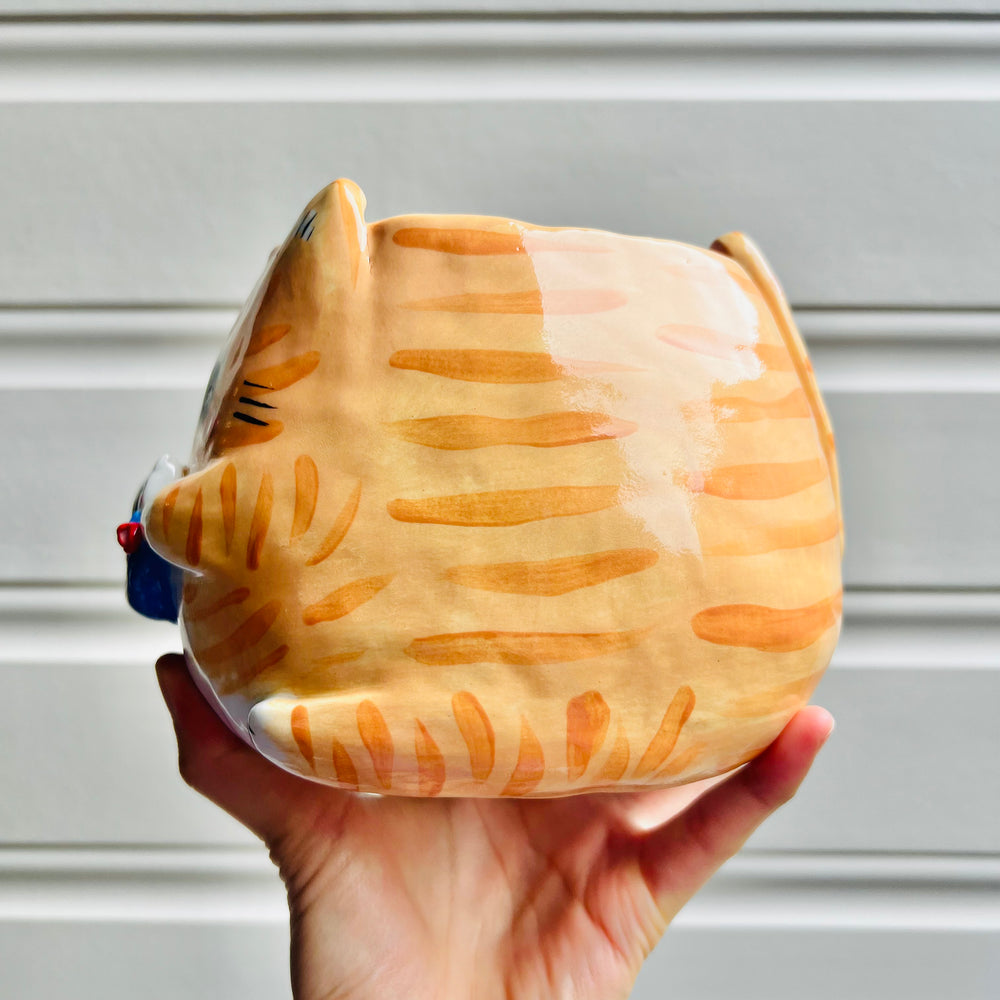 SECONDS* LARGE ginger cat pot with Totoro and No face friends, photo 4 of 7