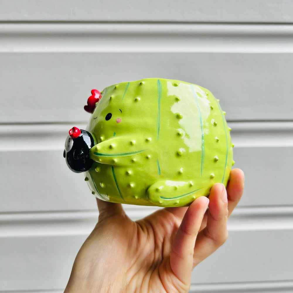 Flowery cactus pot with No face friend, photo 3 of 6