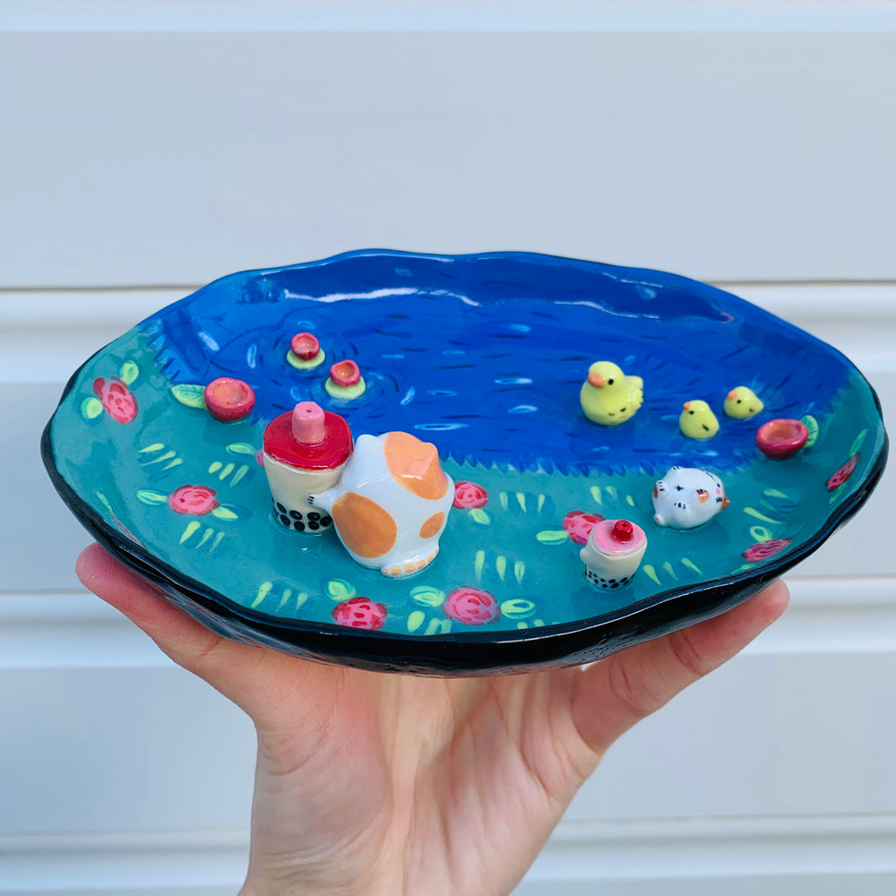 Bubble tea and cat family pond hangs trinket dish, photo 8 of 10