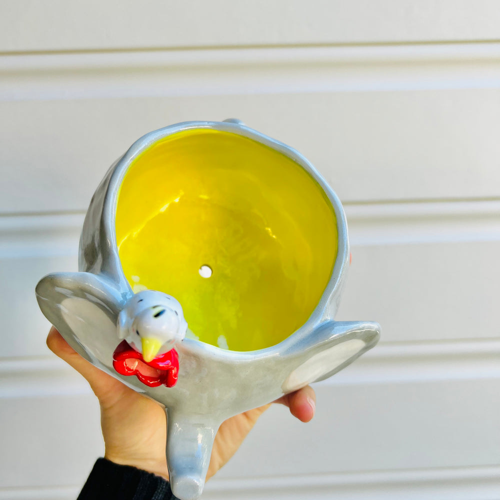 Elephant pot with egret friend, photo 5 of 5