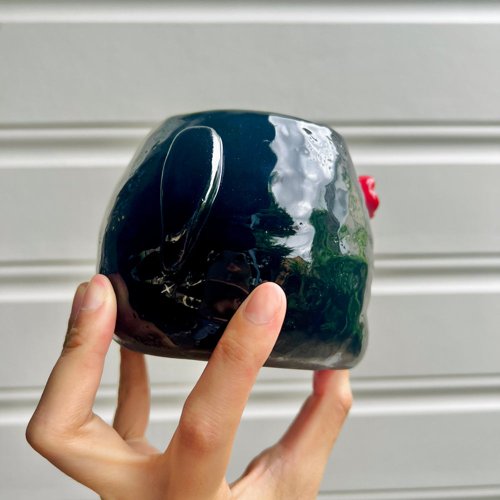 Halloween black cat pot with ghost friend, photo 4 of 7