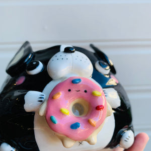 Boston terrier pot with donut friend