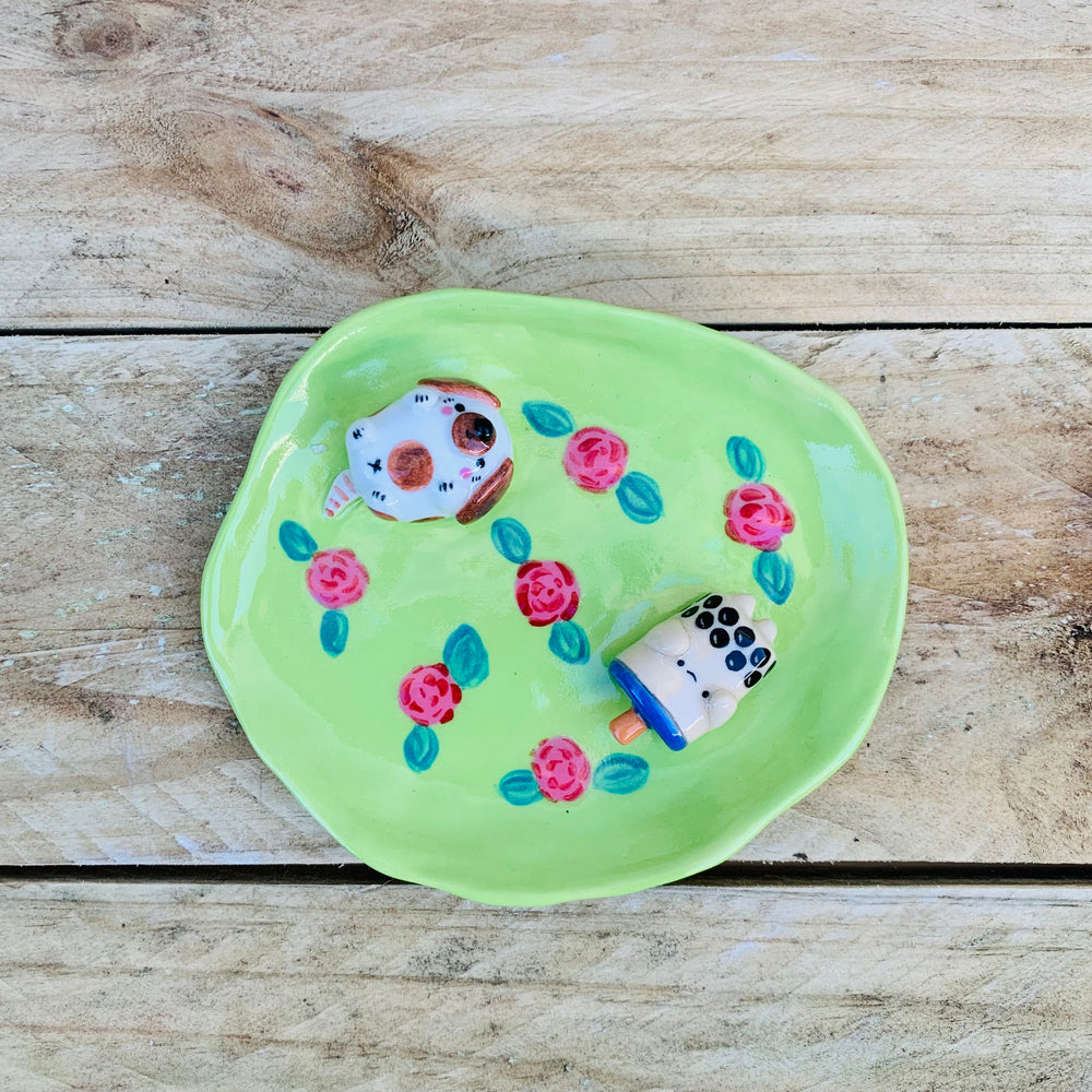 Flowery bubble tea and doggo trinket dish, photo 1 of 5