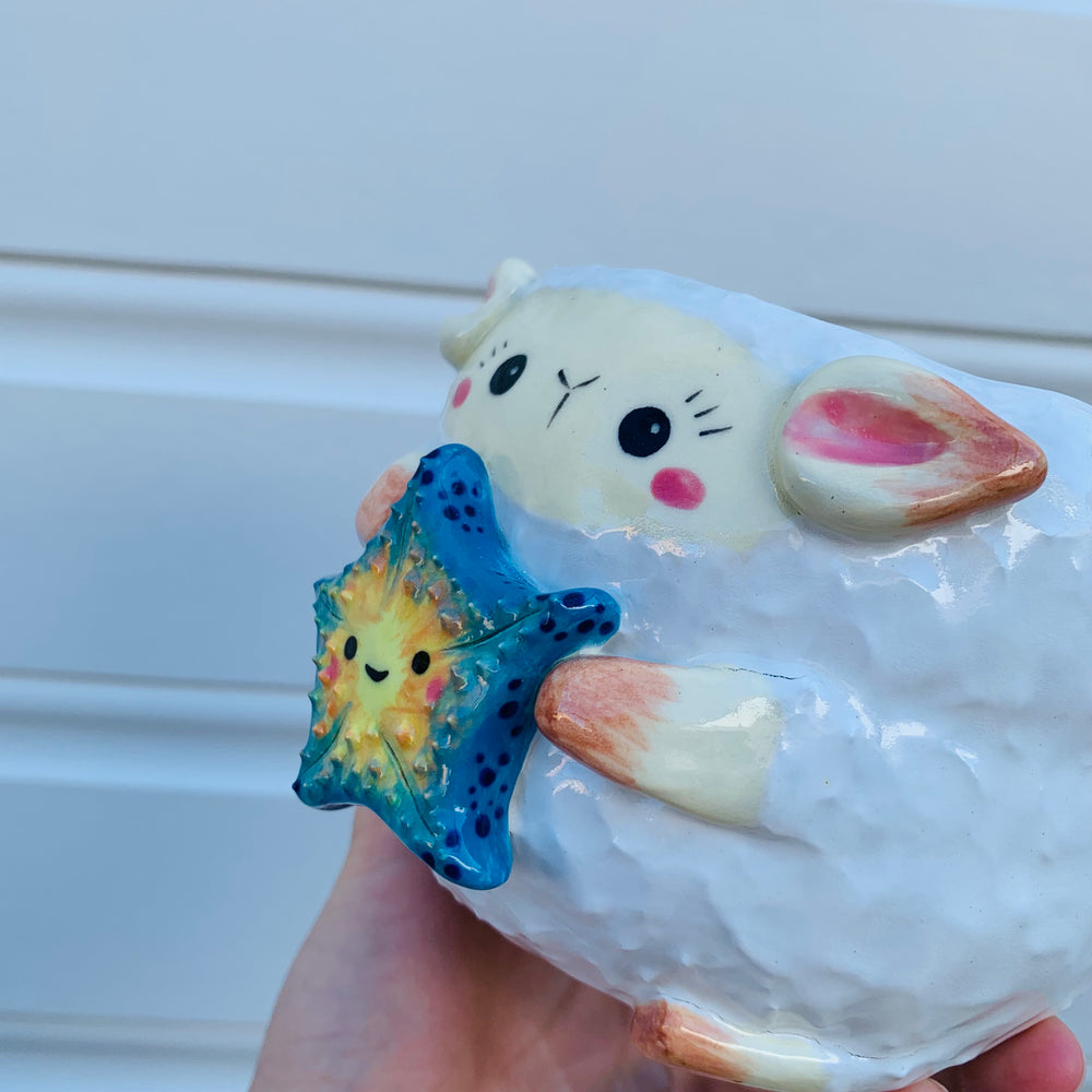 Big lamb with starfish friend planter, photo 7 of 10