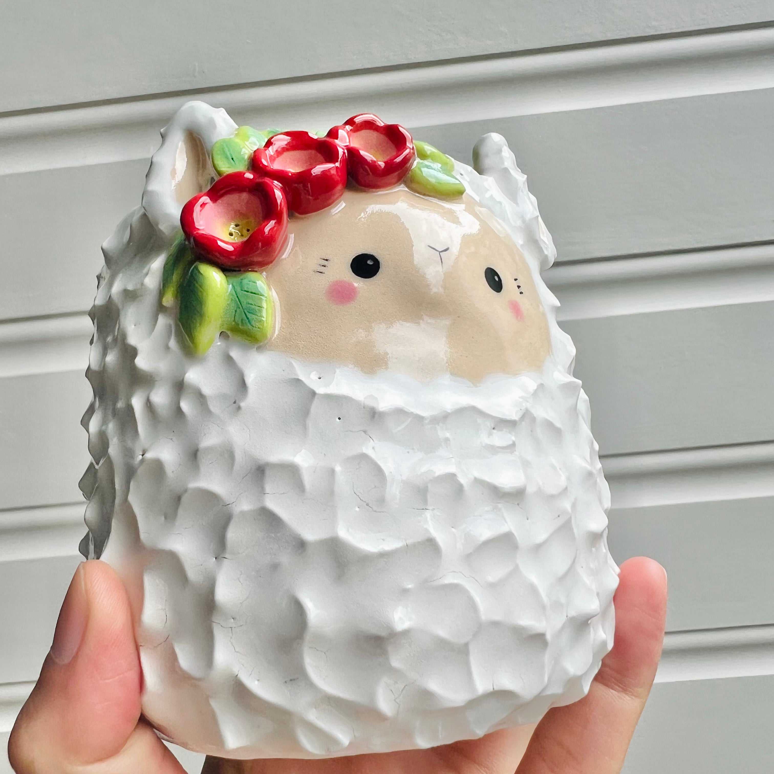 Flowery llama pot