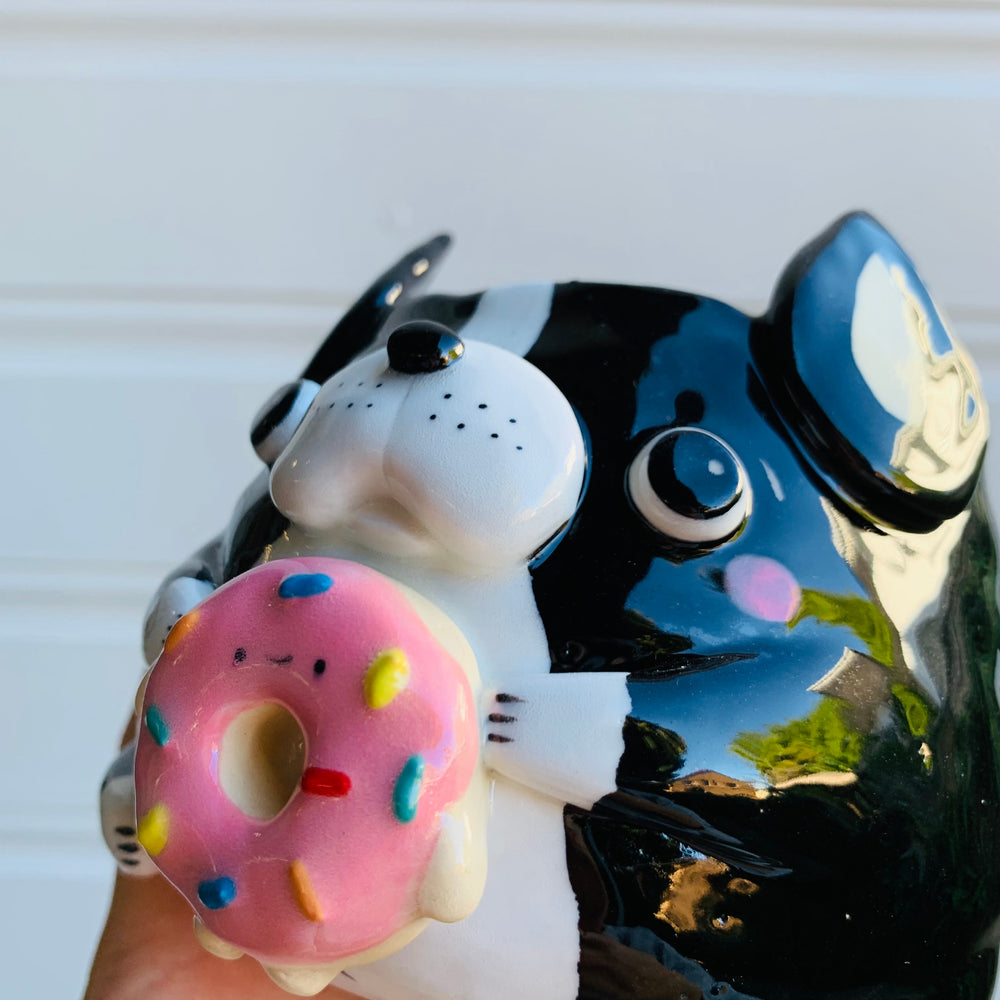 Boston terrier pot with donut friend, photo 3 of 8