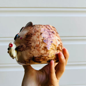 Flowery Quokka pot with quokka baby