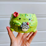 Flowery cactus pot with Totoro friend