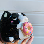 Boston terrier pot with donut friend