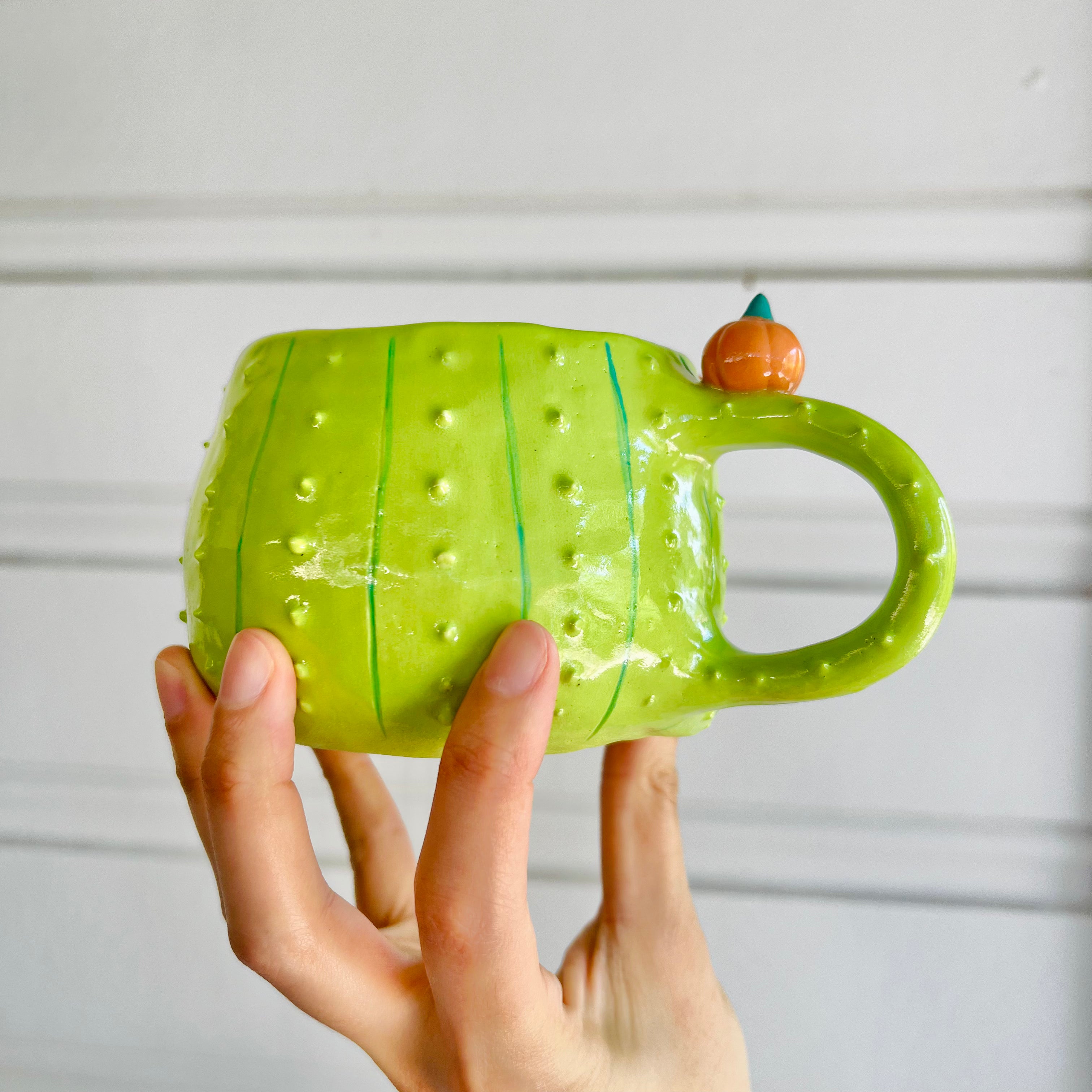 Halloween cactus mug with pumpkin friends