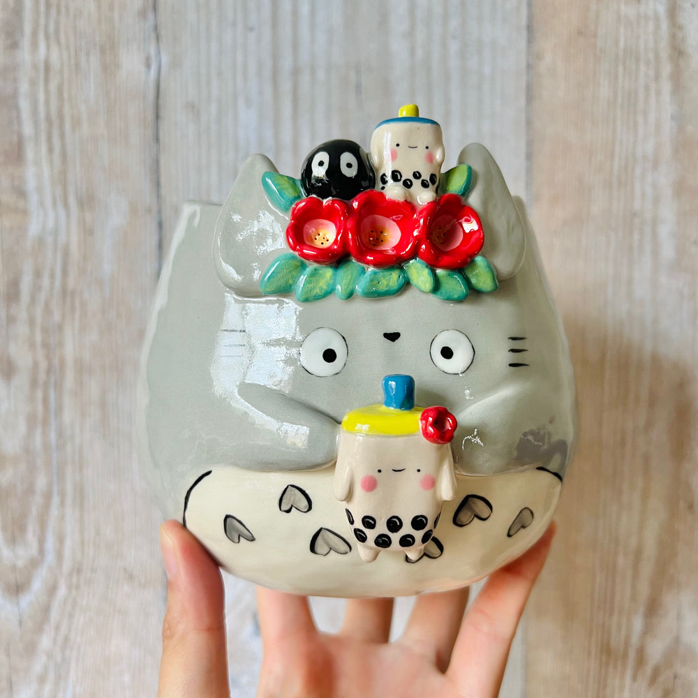 Flowery TOTORO POT with bubble tea and soot sprite friends, photo 7 of 9