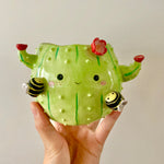 PRE-ORDER Light Green Flowery Cactus Pot with Bee Friends