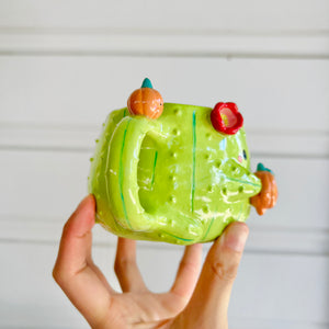 Halloween cactus mug with pumpkin friends