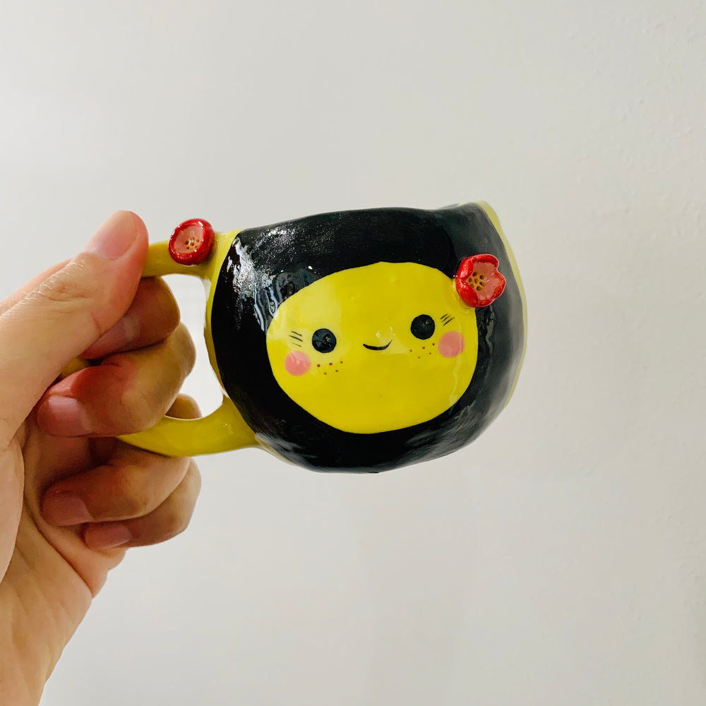 BLUE ‘Bee Happy’ Espresso/Tea cup - approx. 150ml, photo 1 of 6