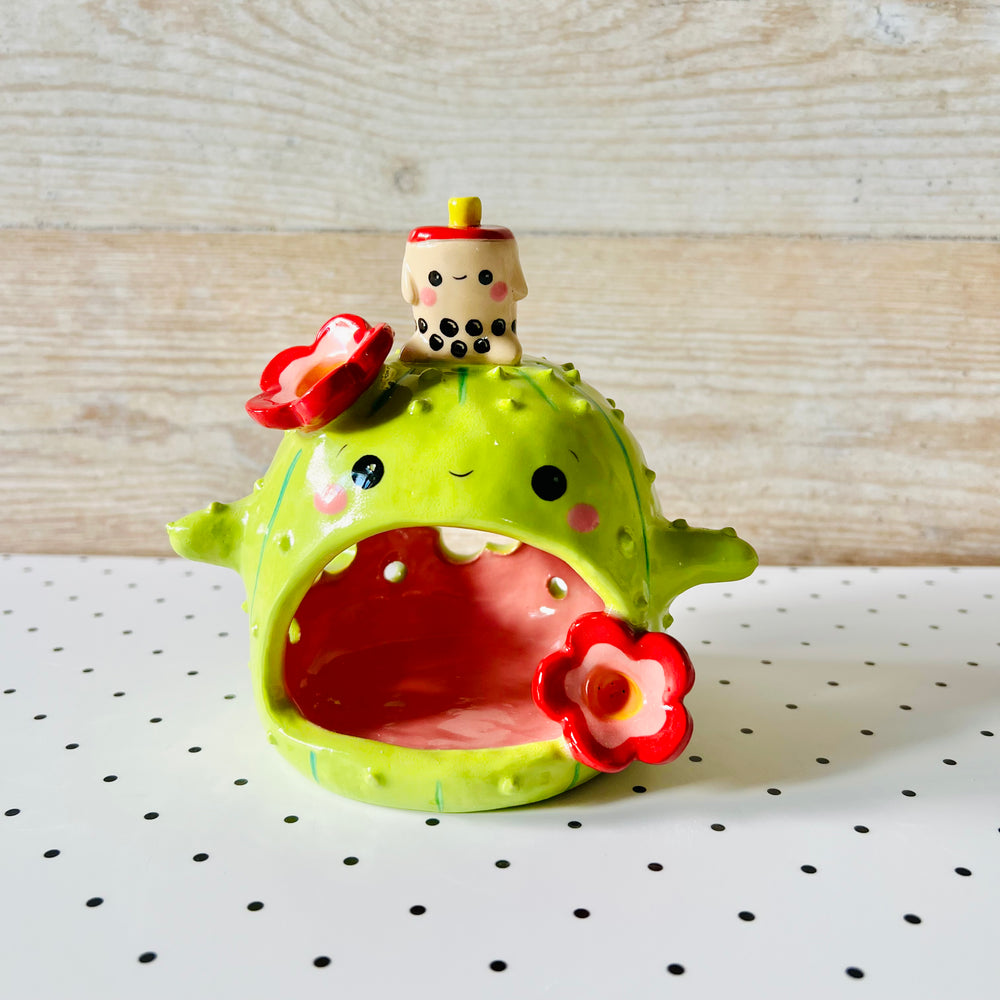 Cactus bubble tea candle holder, photo 3 of 8