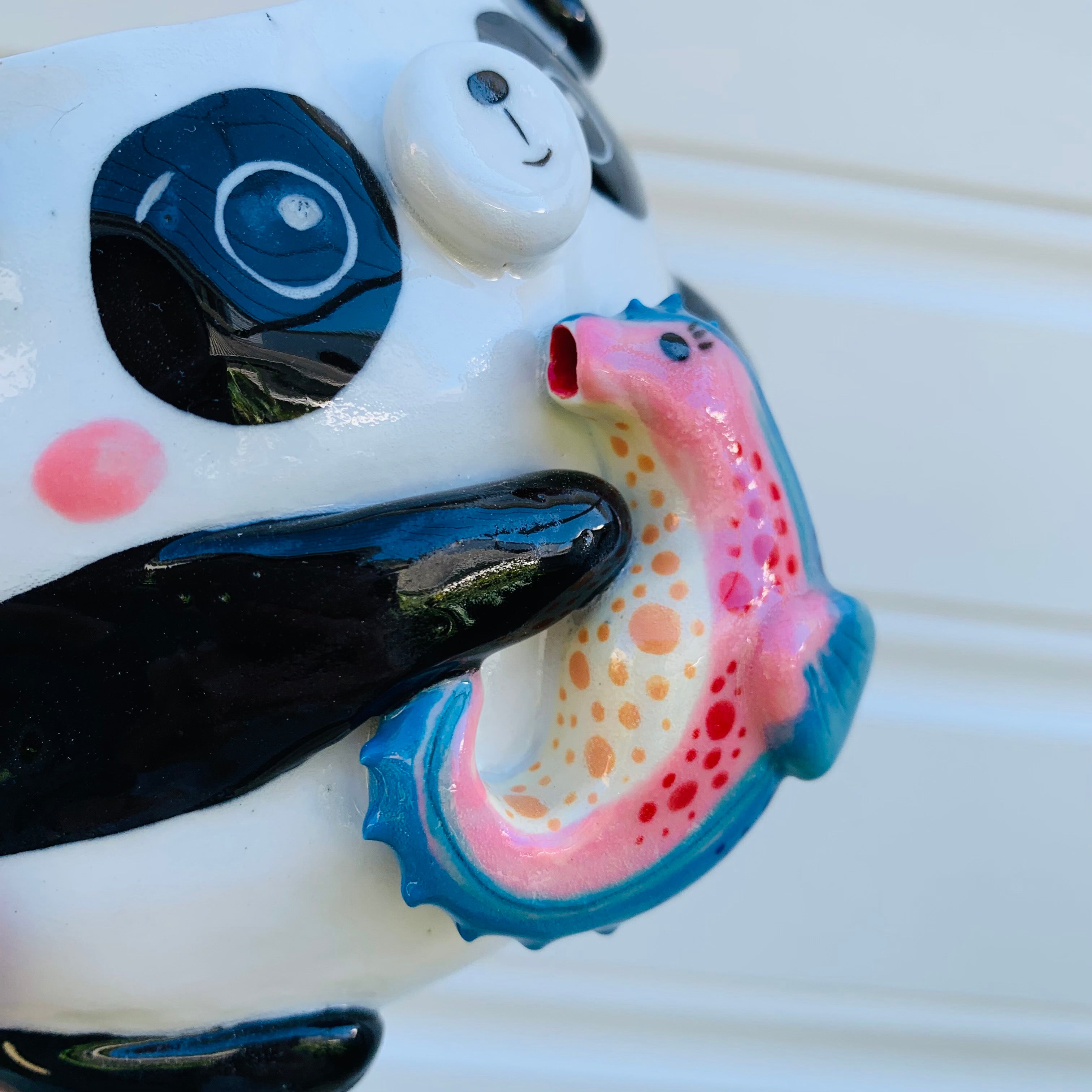 Big panda with seahorse friend planter