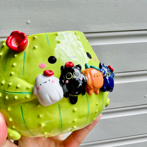 LARGE Halloween cactus pot with all the Halloween friends