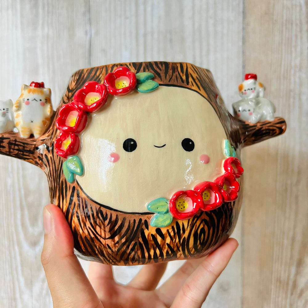 HAPPY TREE POT with cat friends, photo 8 of 8